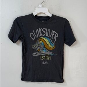 Quiksilver Kids Black Tee with Colorful Shark Graphic